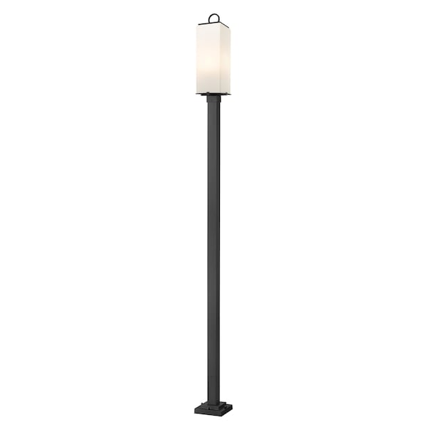Z-Lite Sana 3 Light Outdoor Post Mounted Fixture, Black & White Opal 593PHBS-536P-BK - main